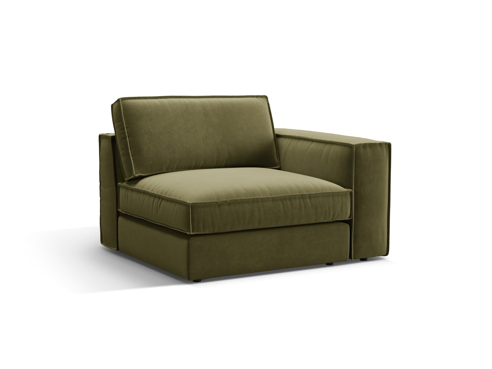 Elegantes 1-Sitzer Modul rechts Pola in Green-Salvador, ideal für individuelle Wohnkonzepte. Hochwertiges Design von Micadoni.
