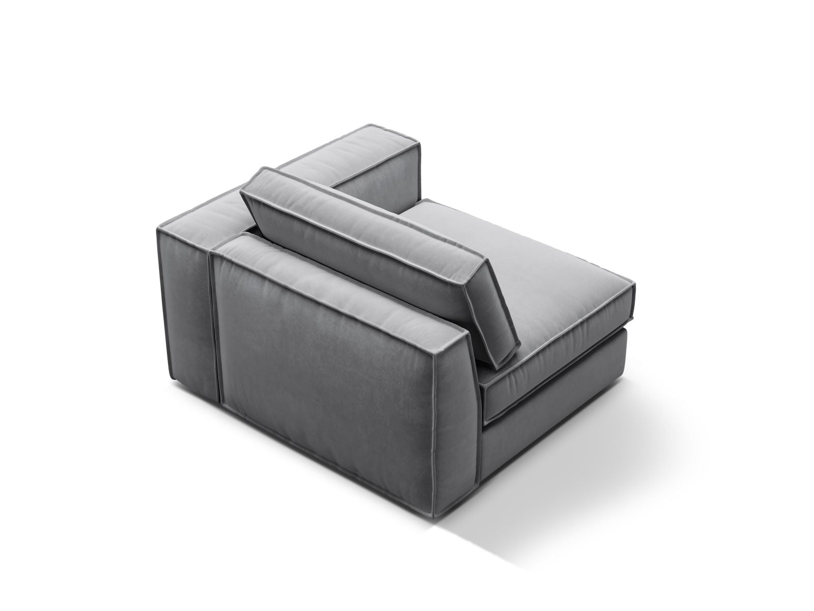 Elegantes 1-Sitzer Modul rechts Pola in zeitlosem Grau, ideal für individuelle Sofa-Kombinationen und stilvolle Wohnkonzepte.