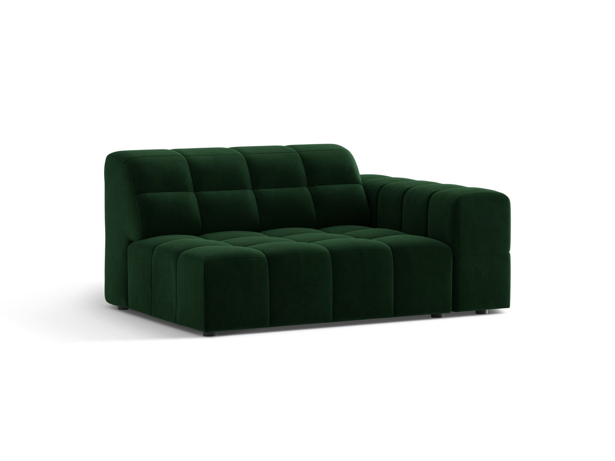 Modulares Sofa Jennifer von Micadoni in leichtem Beige, Bezug aus Eden-Chenille mit 3D-Struktur, schwarze Kunststoffbeine, rechtsseitige Ausrichtung.