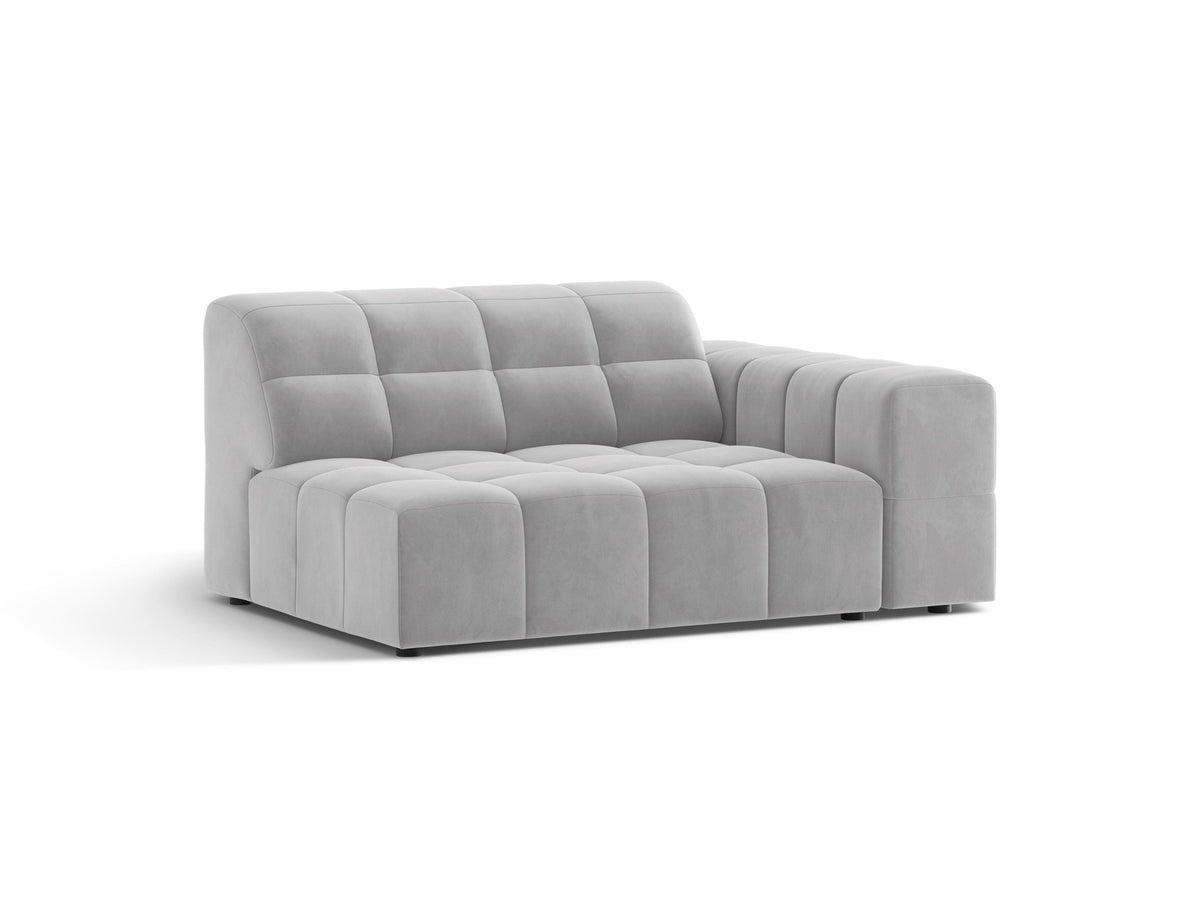 Modulares Sofa Jennifer von Micadoni in leichtem Beige, Bezug aus Eden-Chenille mit 3D-Struktur, schwarze Kunststoffbeine, rechtsseitige Ausrichtung.