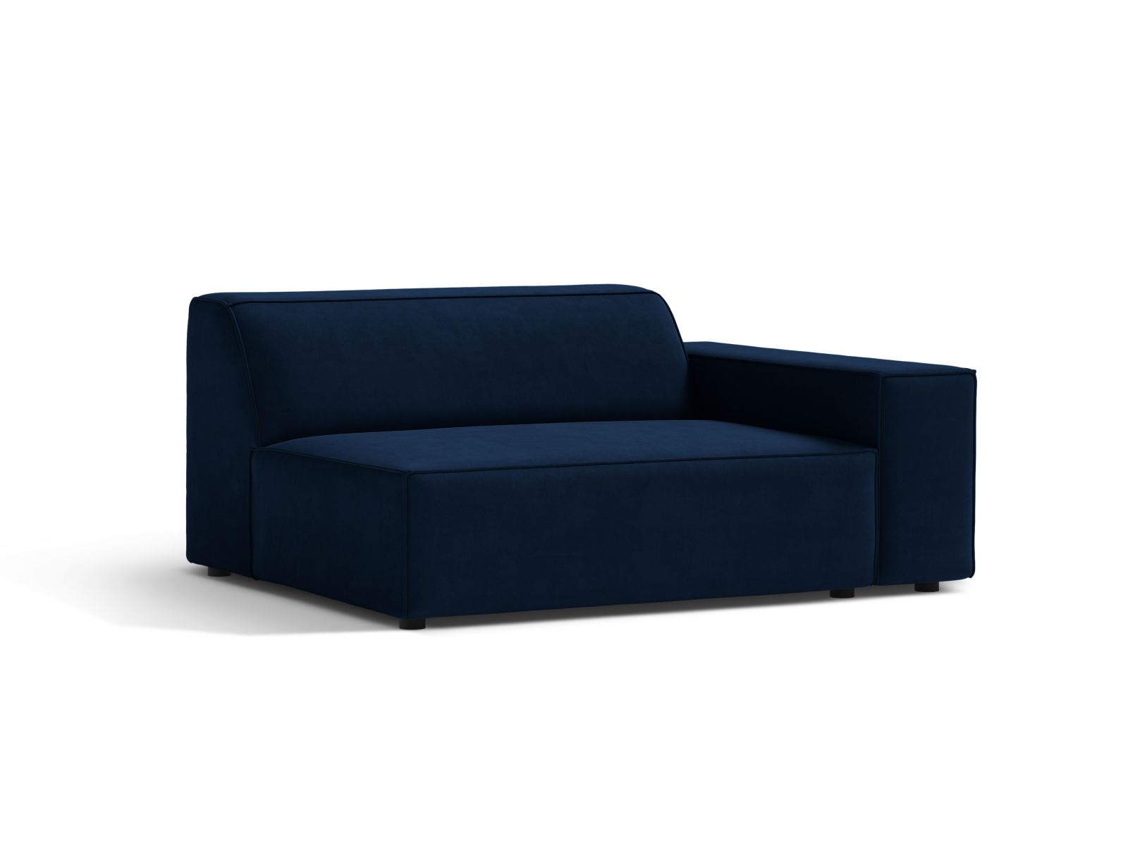 Elegantes 1-Sitzer Modul Rechts Jodie in Royal Blue-Bluvel, ideal für stilvolle Wohnräume. Teil des modularen Sofas von Micadoni.