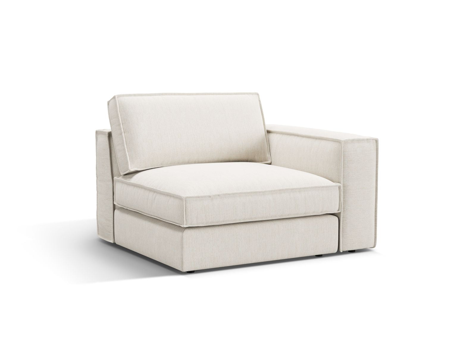 Elegantes 1-Sitzer Modul rechts Pola in stilvollem Weiß, ideal für individuelle Sofa-Kombinationen im modernen Wohnraum.