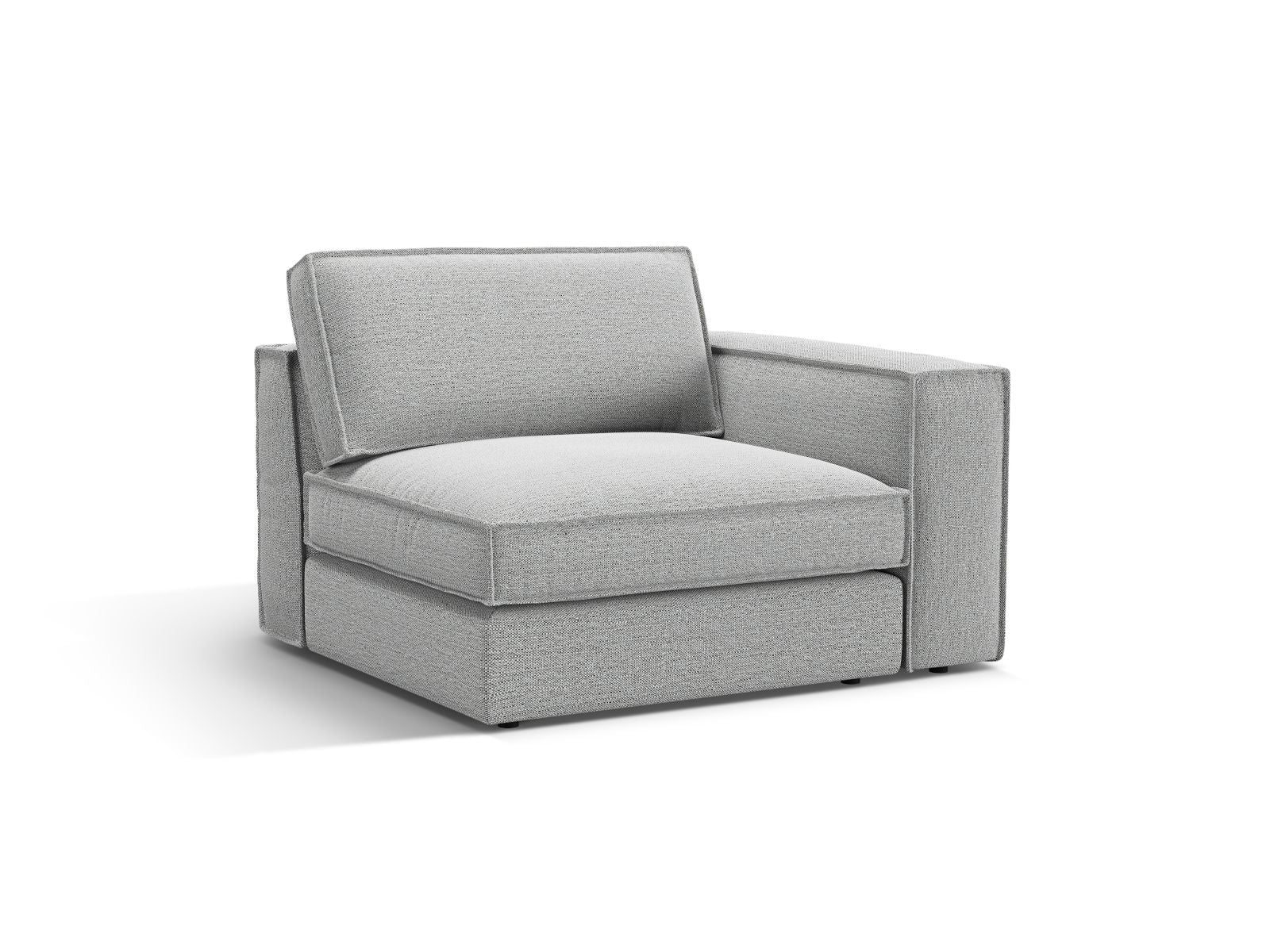 Elegantes 1-Sitzer Modul rechts in hellem Grau, Teil des modularen Sofas Pola von Micadoni, ideal für stilvolle Wohnräume.