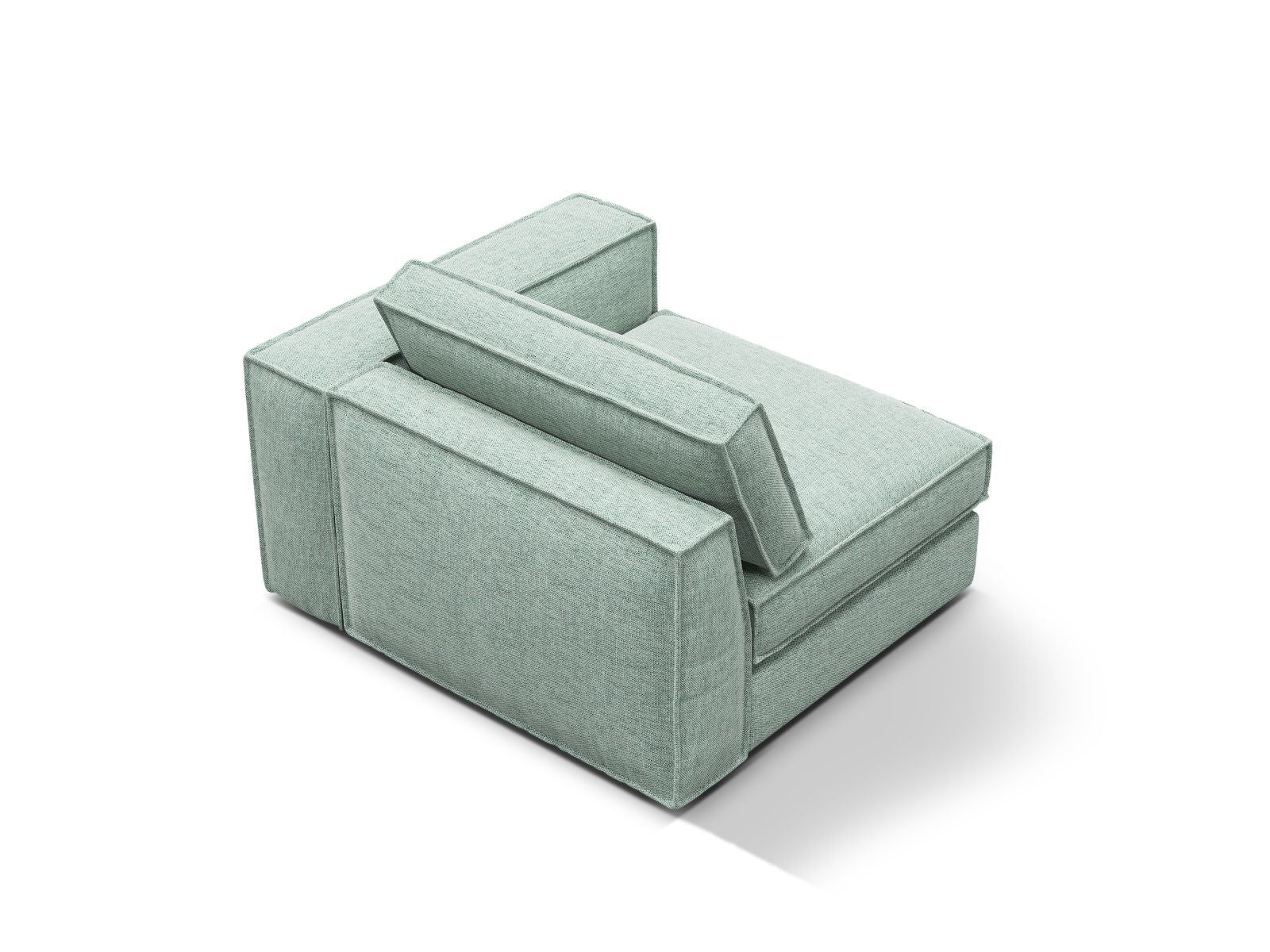 Elegantes 1-Sitzer Modul rechts in zartem Mint, ideal für individuelle Sofa-Arrangements und zeitgemäße Einrichtungslösungen von Micadoni.