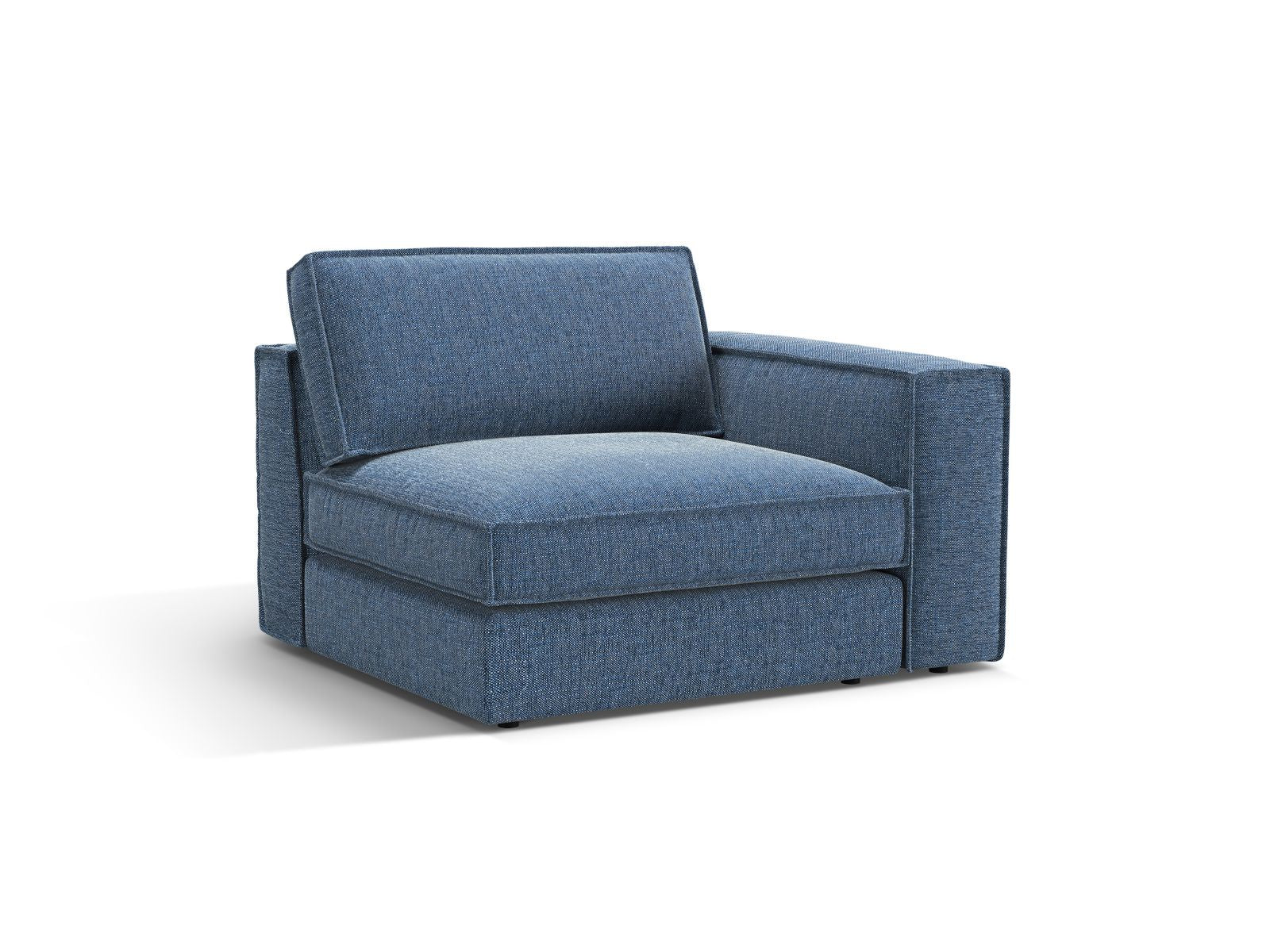 Elegantes 1-Sitzer Modul rechts in Dunkelblau aus der Pola-Serie von Micadoni, ideal für individuelle Sofa-Gestaltung.