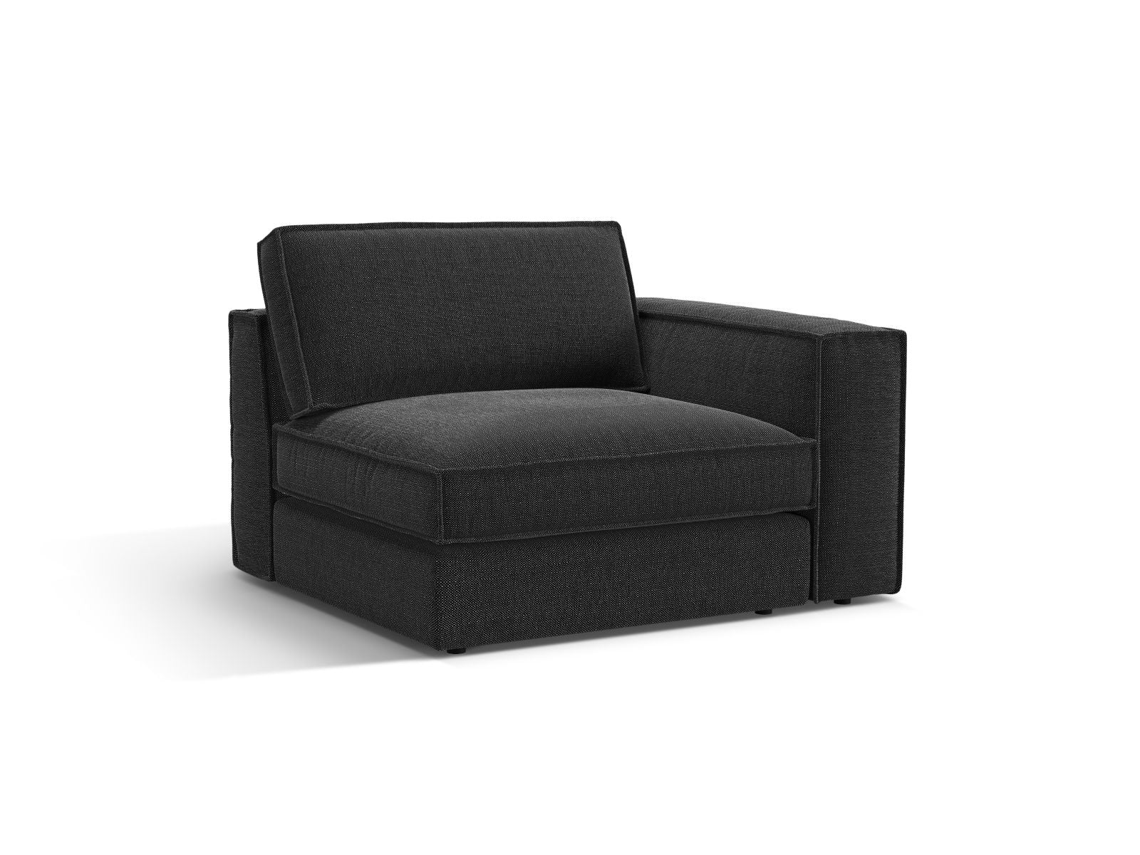 Elegantes 1-Sitzer Modul rechts Pola in stilvollem Schwarz, ideal für individuelle Sofa-Kombinationen im modernen Wohnraum.