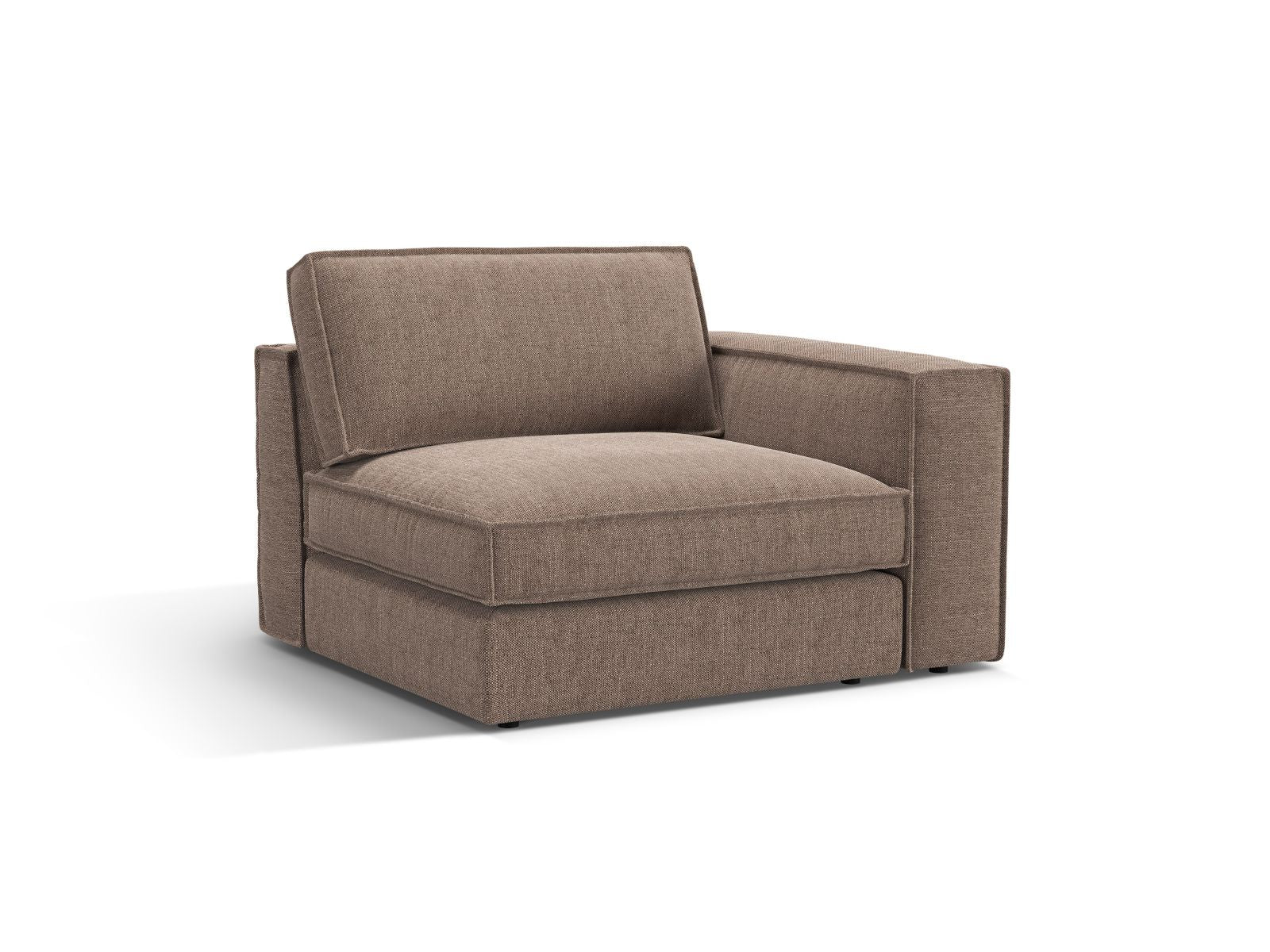 Elegantes 1-Sitzer Modul rechts Pola in hellem Braun, ideal für individuelle Sofa-Kombinationen im modernen Wohnraum.