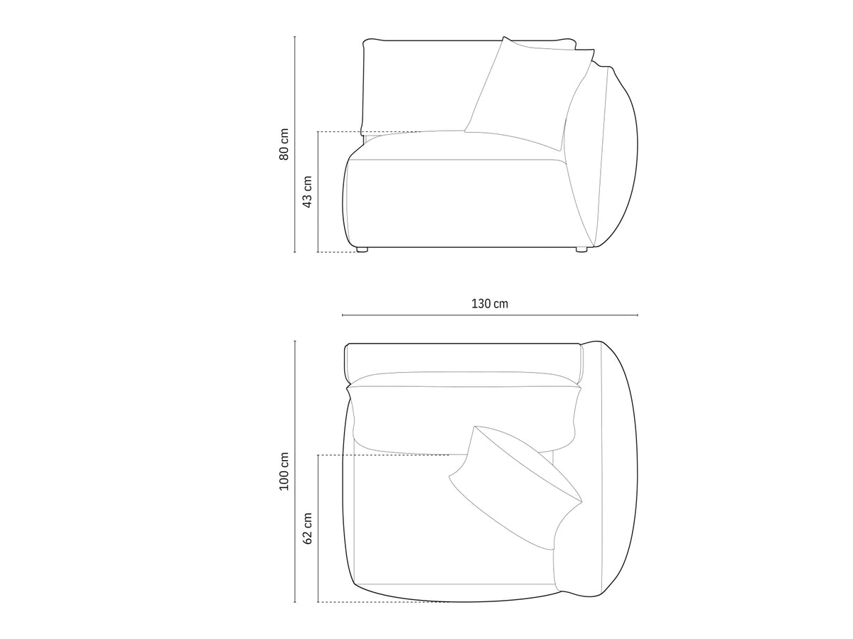 Chris Velour Modul rechts 1 Sitzer in Grey-Casino präsentiert im Onlineshop von KAQTU Design AG. Modulares Sofa ist von Micadoni