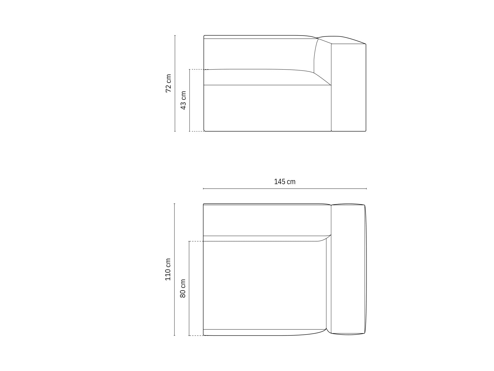 Nuria Modular Sofa rechts 2 Sitzer in Cappuccino präsentiert im Onlineshop von KAQTU Design AG. Modulares Sofa ist von Micadoni