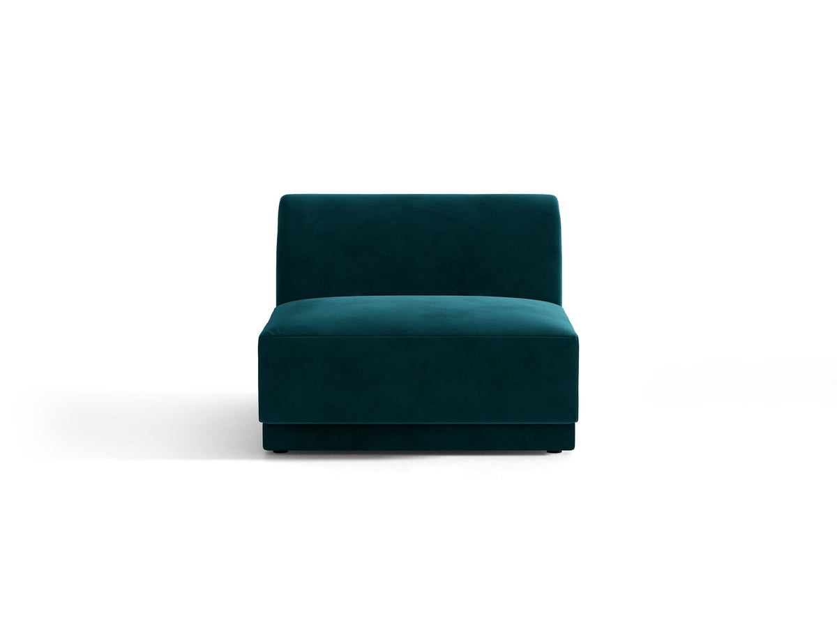 Einsitzer-Modul des Miley Sofas von Micadoni in Dunkelbeige, bezogen mit samtartigem Bluvel-Stoff, mit schwarzen Kunststofffüssen.