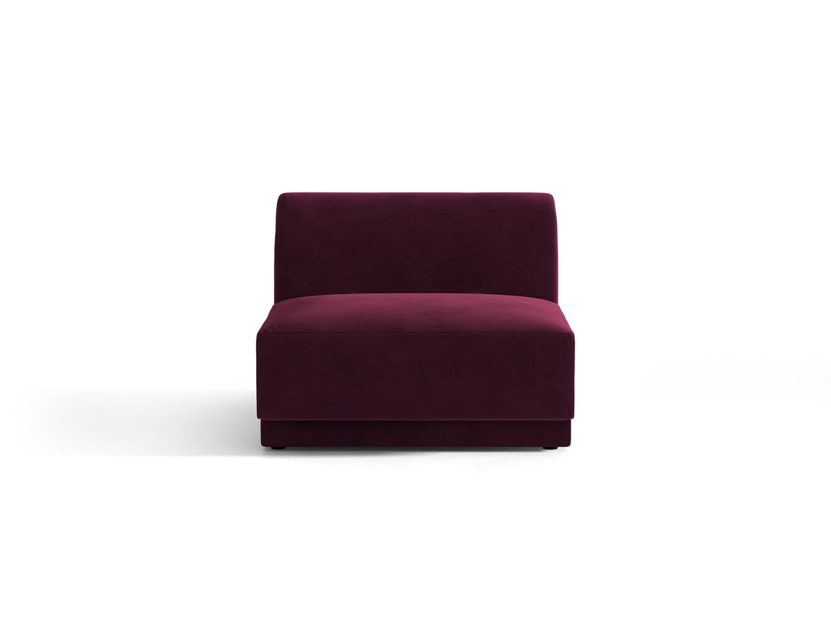 Einsitzer-Modul des Miley Sofas von Micadoni in Dunkelbeige, bezogen mit samtartigem Bluvel-Stoff, mit schwarzen Kunststofffüssen.