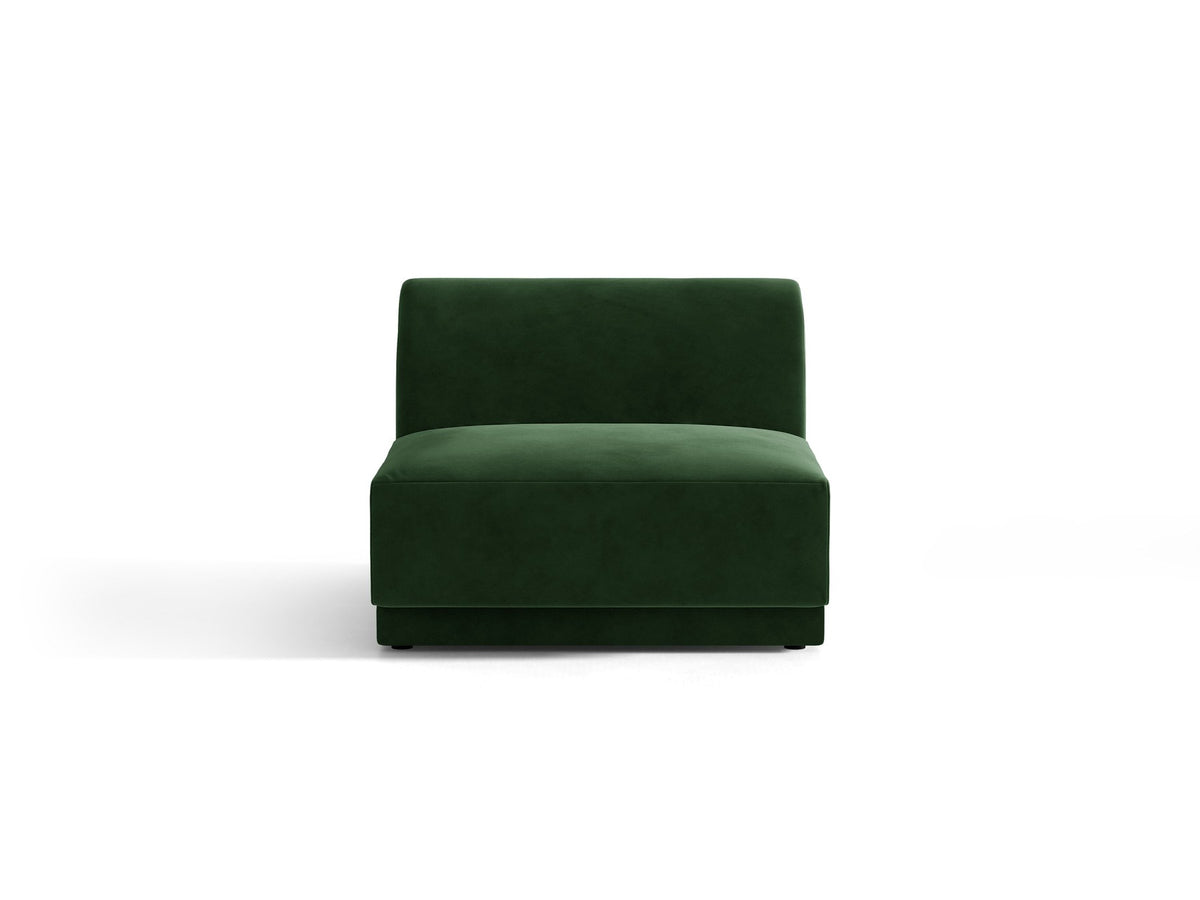 Einsitzer-Modul des Miley Sofas von Micadoni in Dunkelbeige, bezogen mit samtartigem Bluvel-Stoff, mit schwarzen Kunststofffüssen.