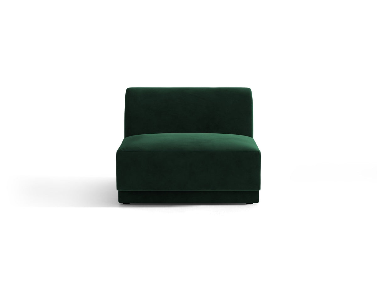 Einsitzer-Modul des Miley Sofas von Micadoni in Dunkelbeige, bezogen mit samtartigem Bluvel-Stoff, mit schwarzen Kunststofffüssen.