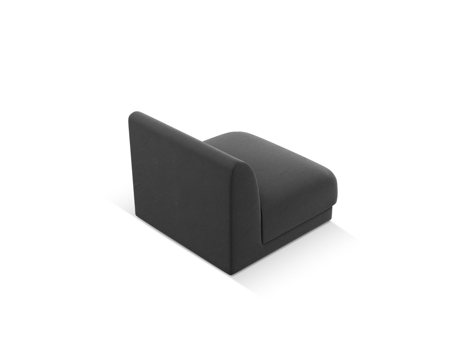 Stylischer Miley Velour Modul Armless 1 Sitzer in Grau-Blau, perfekt für moderne Interiors und anpassbare Sitzkonfigurationen.
