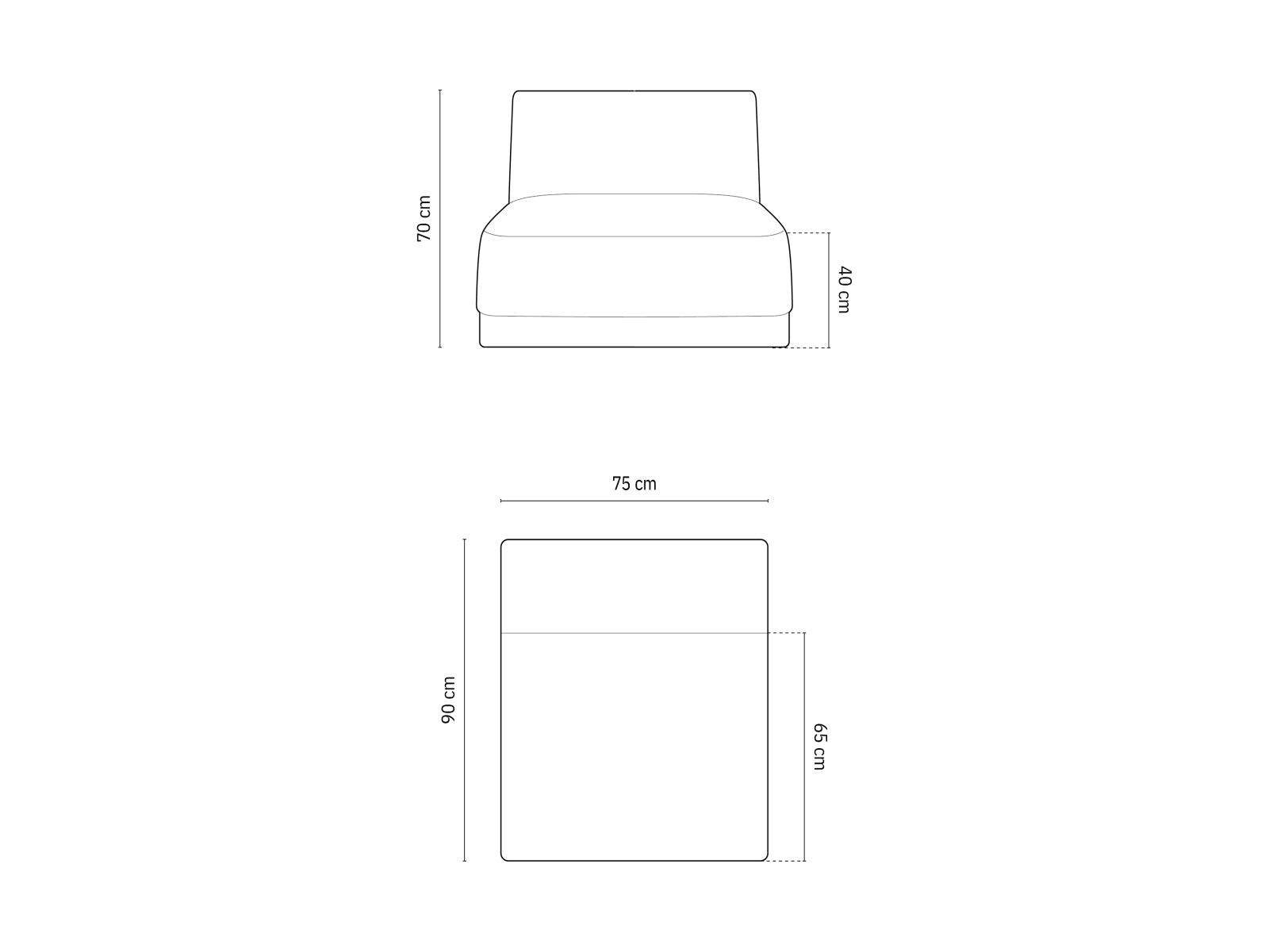 Miley Velour Modul Armless 1 Sitzer in Black präsentiert im Onlineshop von KAQTU Design AG. Modulares Sofa ist von Micadoni