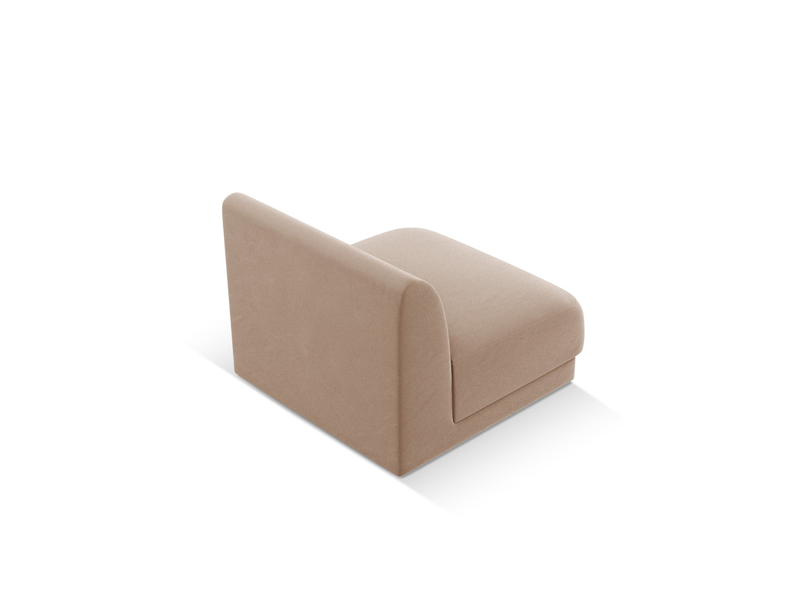 Stylischer Miley Velour Modul Armless 1 Sitzer in edlem Cappuccino-Bluvel, perfekt für anpassbare und moderne Wohnkonzepte.