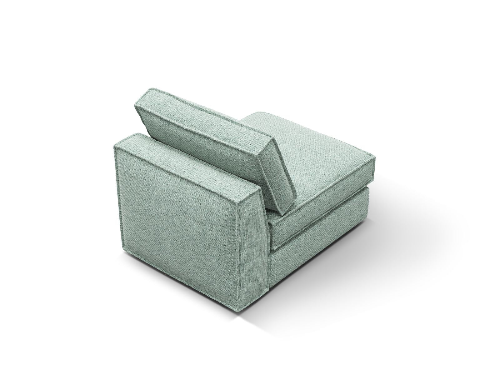 Elegantes, armfreies 1-Sitzer Modul in zartem Mint von Micadoni, ideal für individuelle Sofa-Arrangements und modernes Wohndesign.