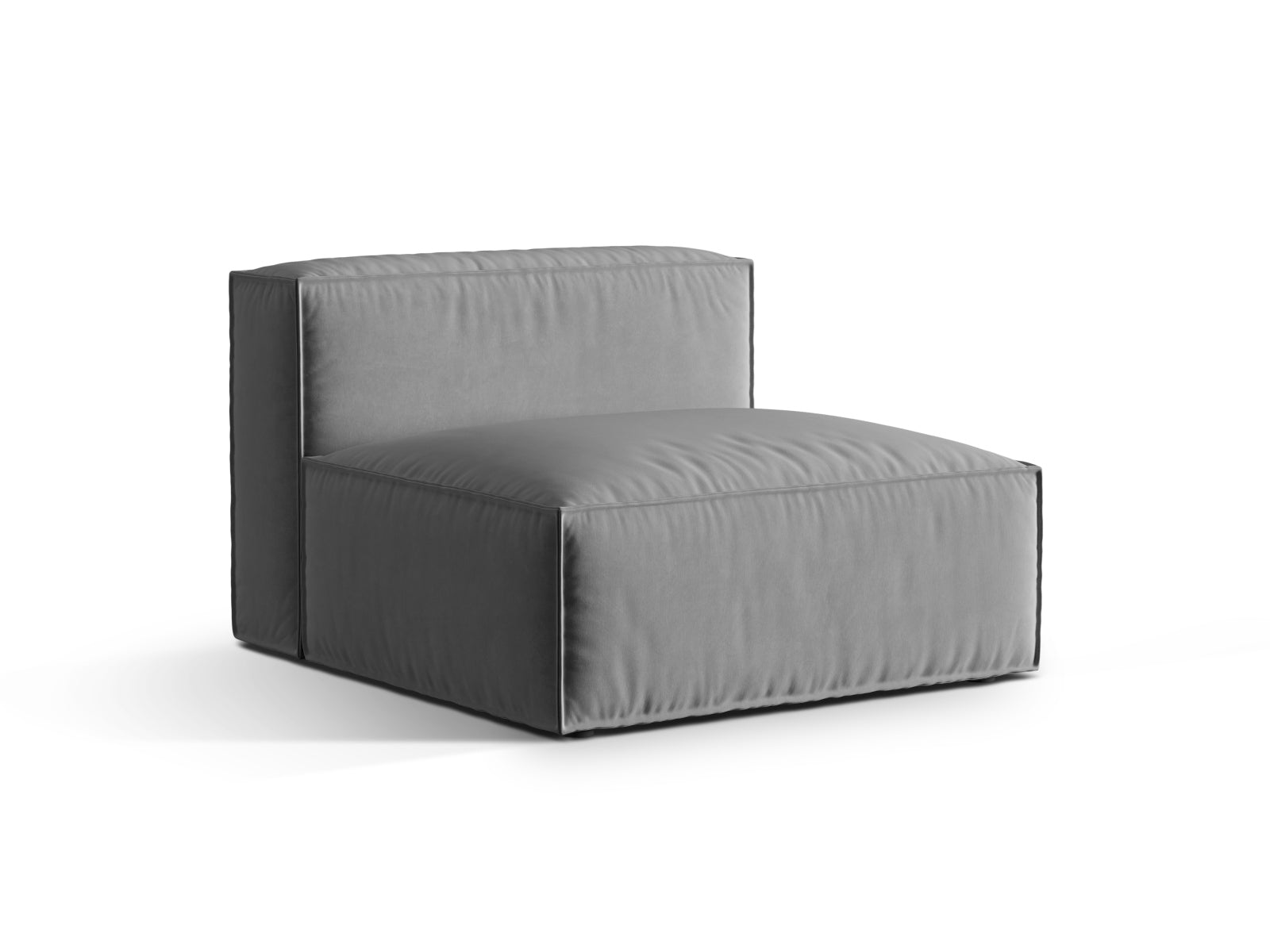 Eleganter Nuria Velour Modul Armless 1 Sitzer in stilvollem Grau, ideal für moderne Wohnräume und vielseitige Sofa-Arrangements.