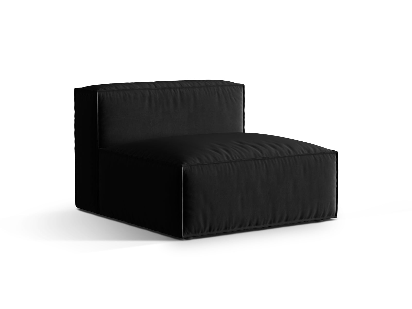 Eleganter Nuria Velour Modul Armless 1 Sitzer in Schwarz, ideal für stilvolle Wohnräume und flexible Sofa-Arrangements.
