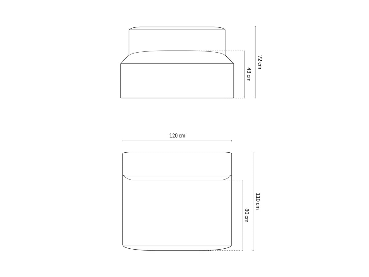 2-Sitzer Modul Armless Nuria in Brick-Liberty präsentiert im Onlineshop von KAQTU Design AG. Modulares Sofa ist von Micadoni