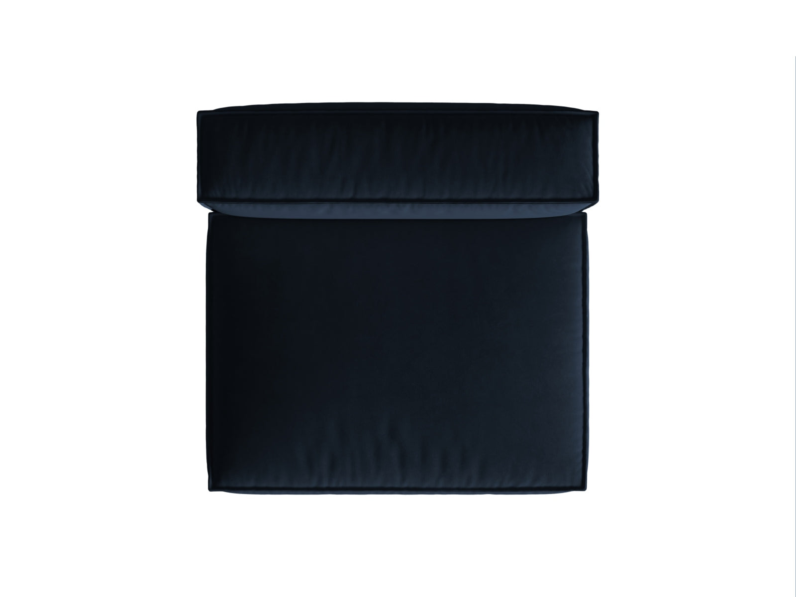 Elegantes, armfreies 2-Sitzer Sofa im luxuriösen Nuria Velour in Dunkelblau, ideal für moderne Wohnräume und stilvolle Akzente.