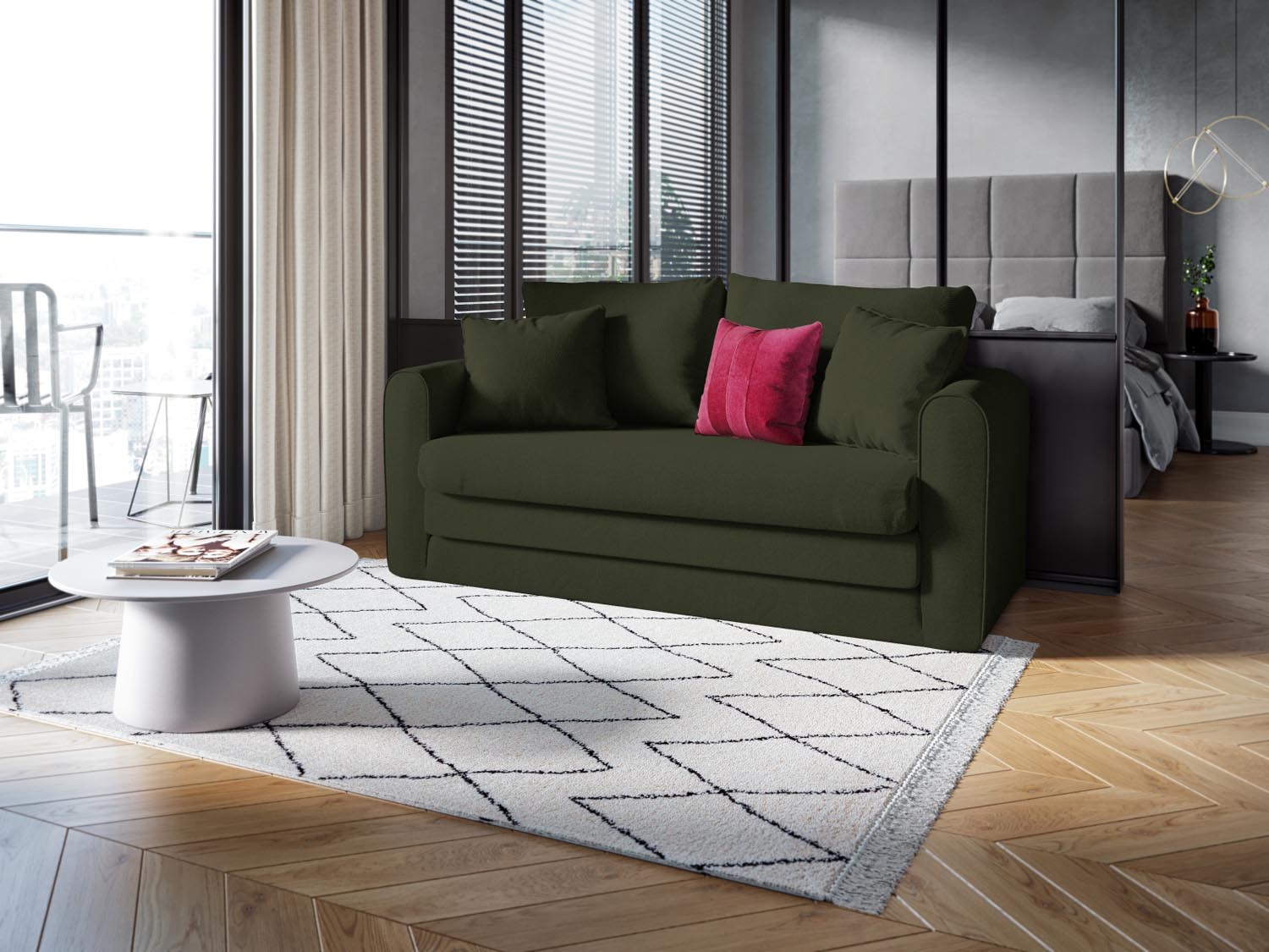 Lido Sofa mit Schlaffunktion 2 Sitzer in Green präsentiert im Onlineshop von KAQTU Design AG. Bettsofa ist von Micadoni