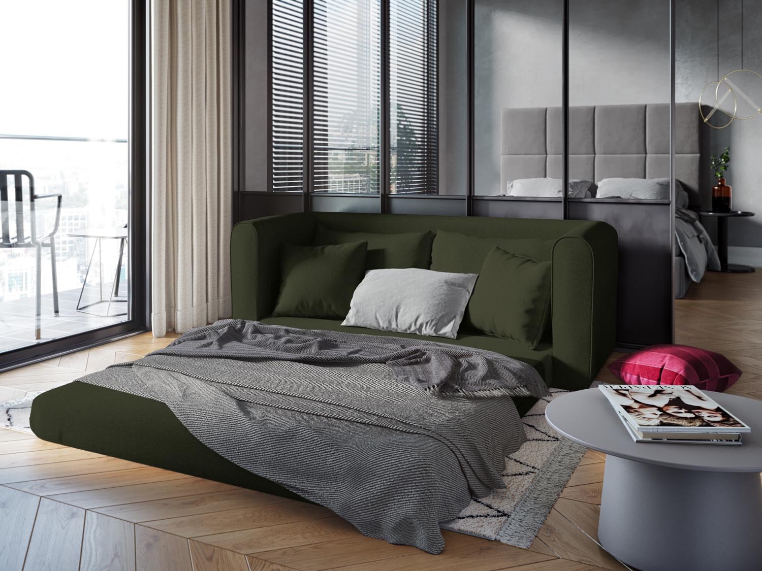 Lido Sofa mit Schlaffunktion 2 Sitzer in Green präsentiert im Onlineshop von KAQTU Design AG. Bettsofa ist von Micadoni