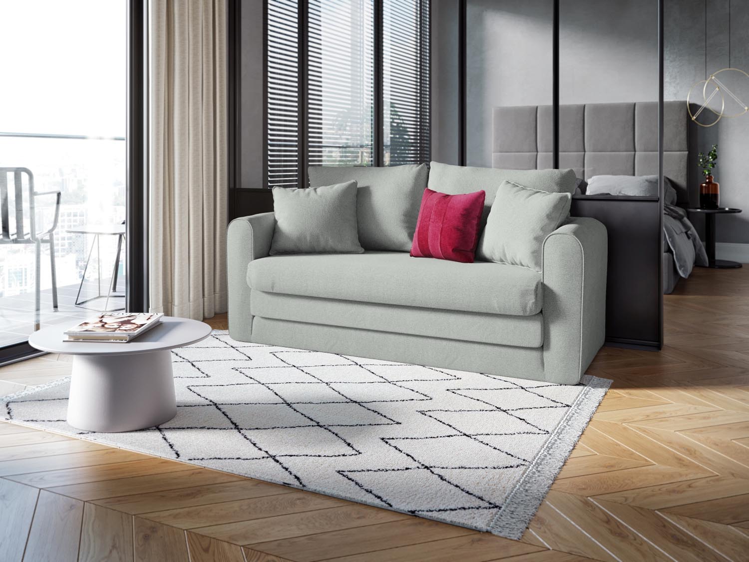 Lido Sofa mit Schlaffunktion 2 Sitzer in Pastel Blue präsentiert im Onlineshop von KAQTU Design AG. Bettsofa ist von Micadoni