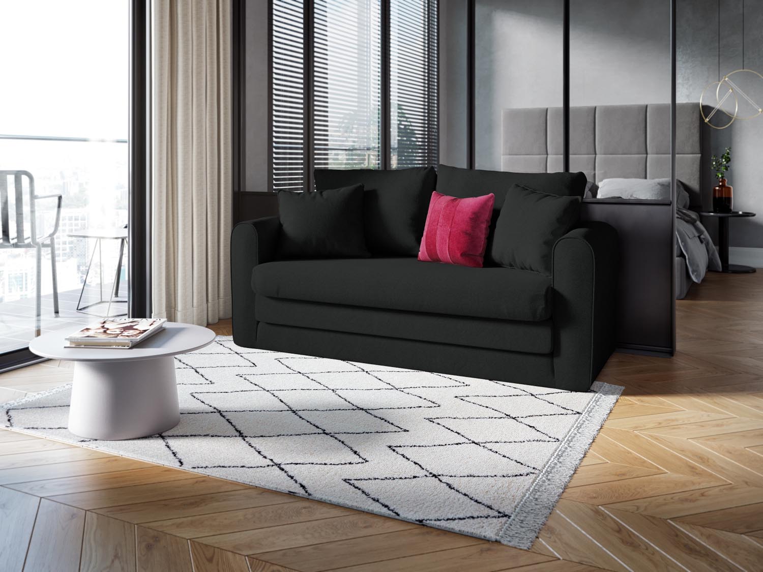 Lido Sofa mit Schlaffunktion 2 Sitzer in Dark Grey präsentiert im Onlineshop von KAQTU Design AG. Bettsofa ist von Micadoni
