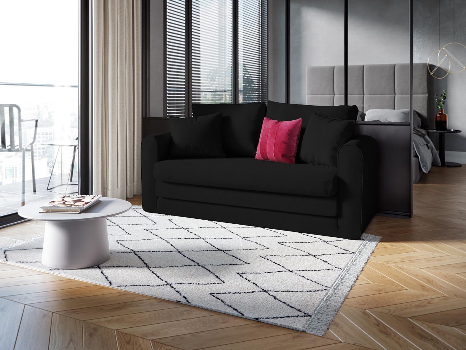 Lido Sofa mit Schlaffunktion 2 Sitzer in Black präsentiert im Onlineshop von KAQTU Design AG. Bettsofa ist von Micadoni