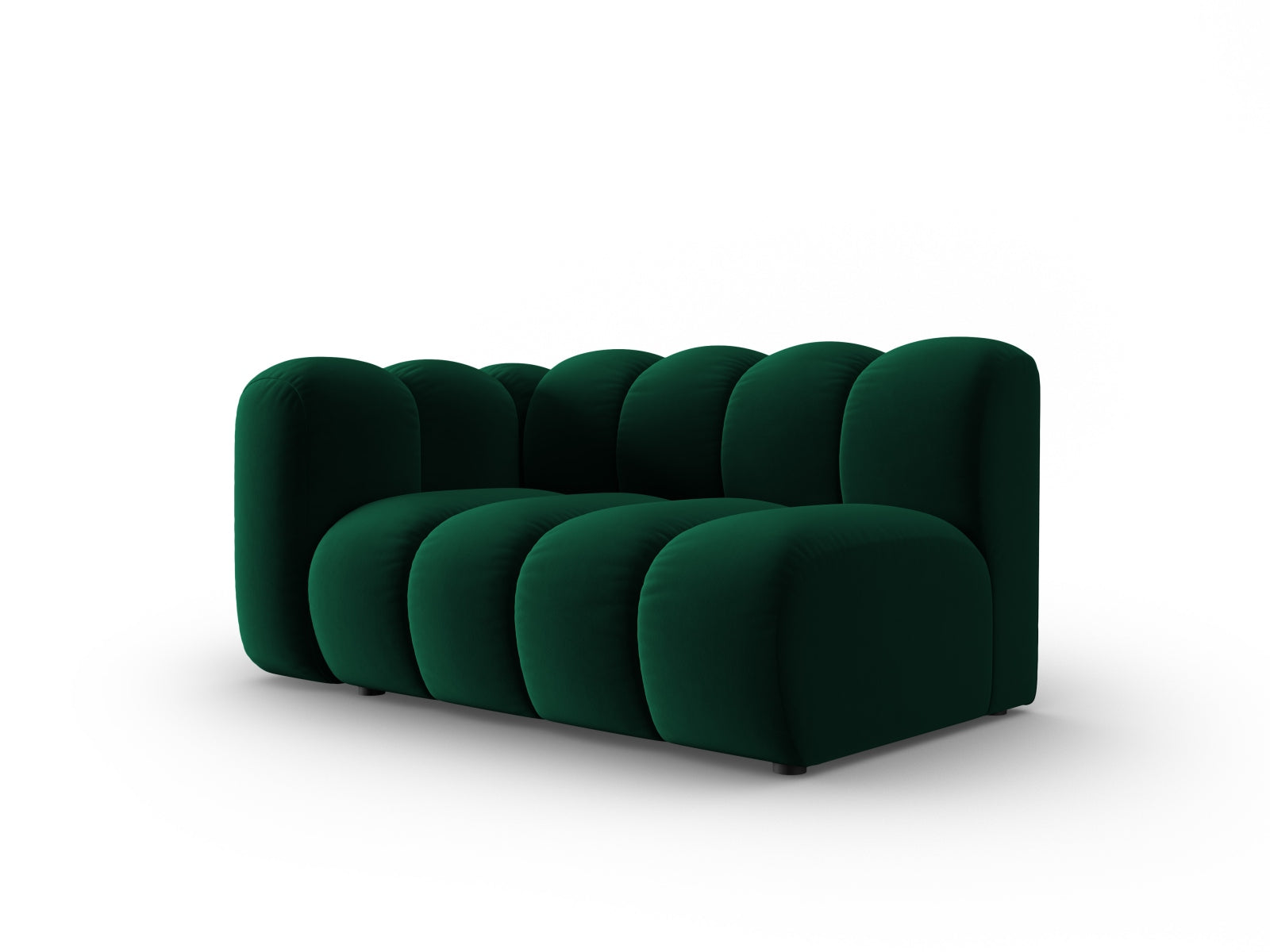 Elegantes Lupine Velour 2-Sitzer Sofa in Flaschengrün, linksseitig, ideal für moderne Wohnräume und vielseitige Gestaltung.