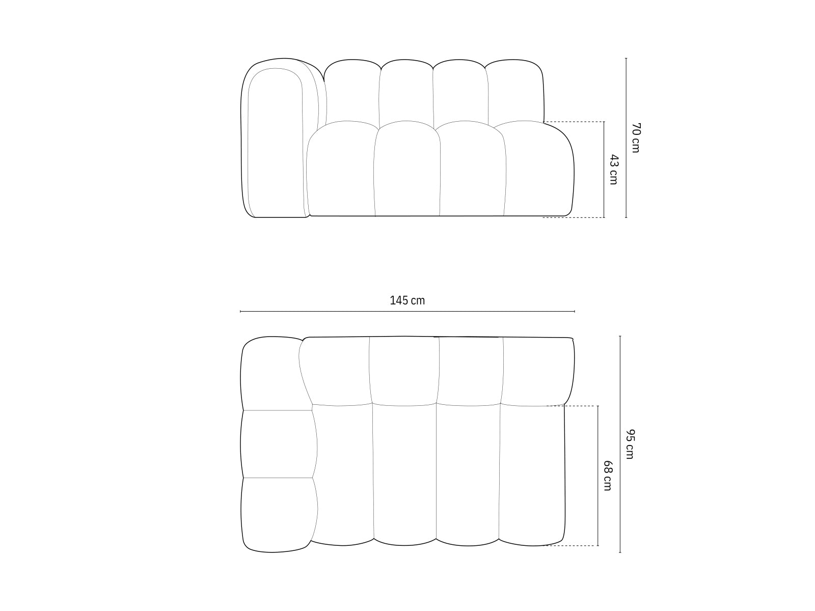 Lupine Velour links Modular Sofa 2 Sitzer in Terracotta präsentiert im Onlineshop von KAQTU Design AG. Modulares Sofa ist von Micadoni