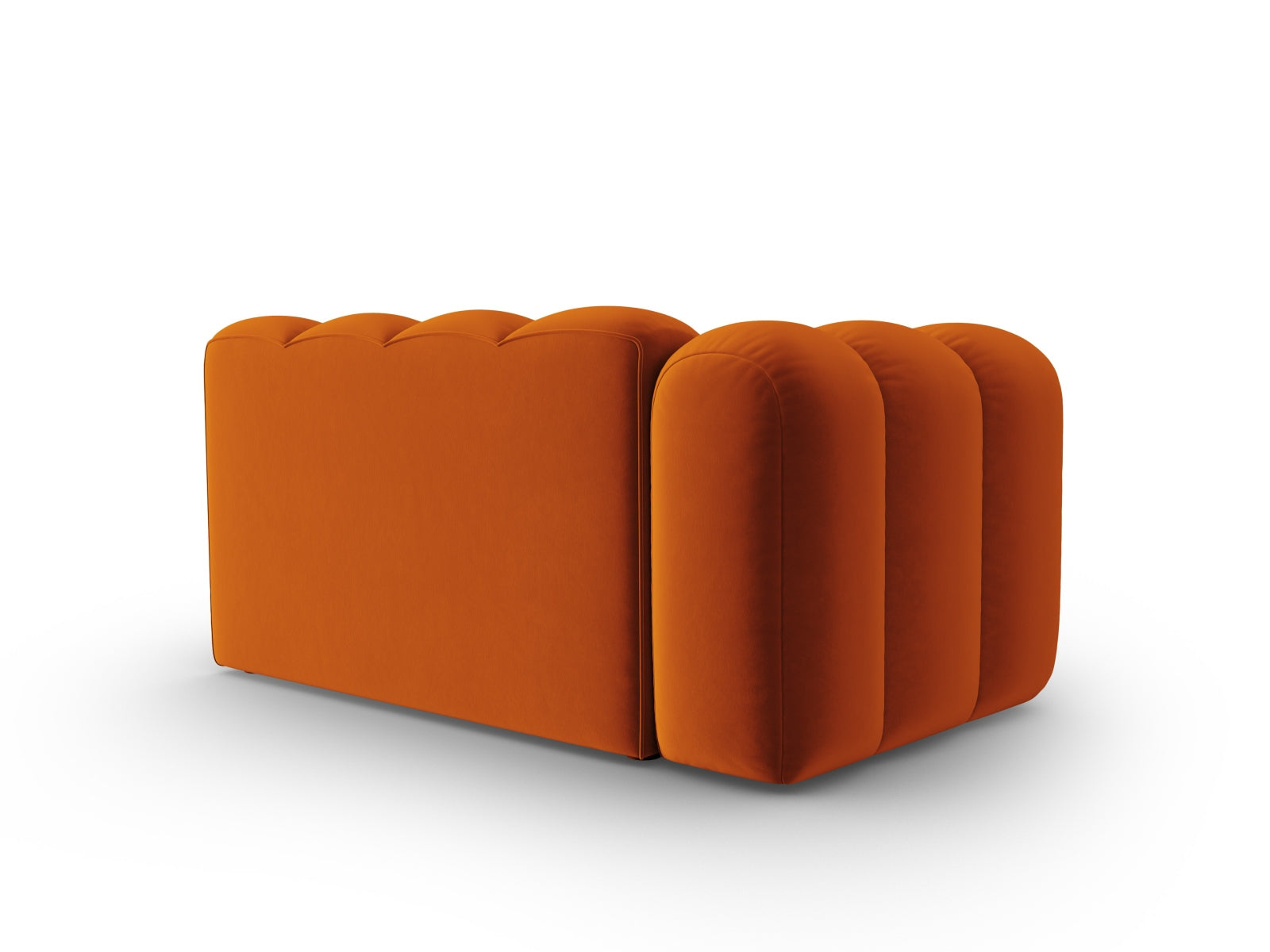 Stylisches, linksseitiges 2-Sitzer Sofa aus Velours in warmem Terracotta, perfekt für zeitgemäße Inneneinrichtungen von Micadoni.