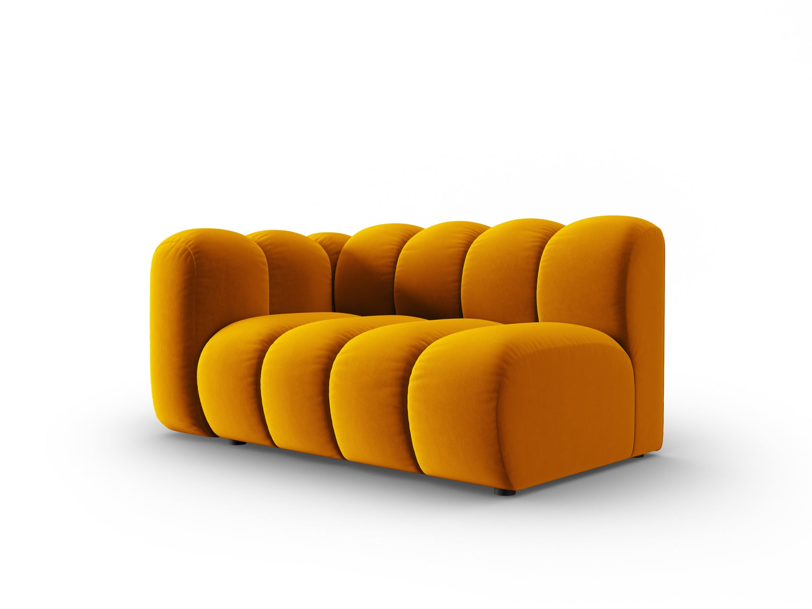 Elegantes, gelbes Lupine Velour 2-Sitzer Sofa mit modularer Bauweise, ideal für stilvolle Wohnräume, präsentiert von Micadoni.