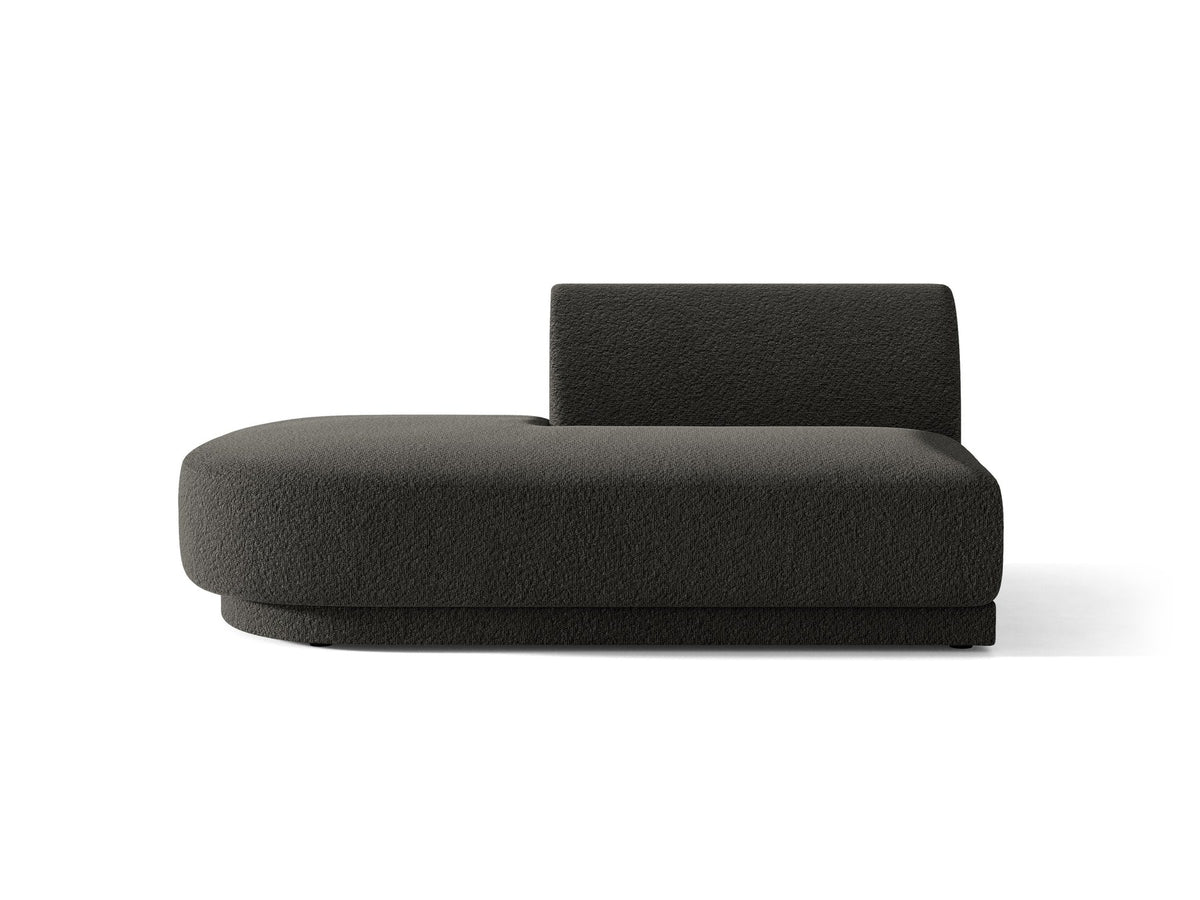 Modulares Sofa Miley von Micadoni, offener Zweisitzer links in Dunkelbeige mit Bluvel-Stoffbezug und schwarzen Kunststoffbeinen.