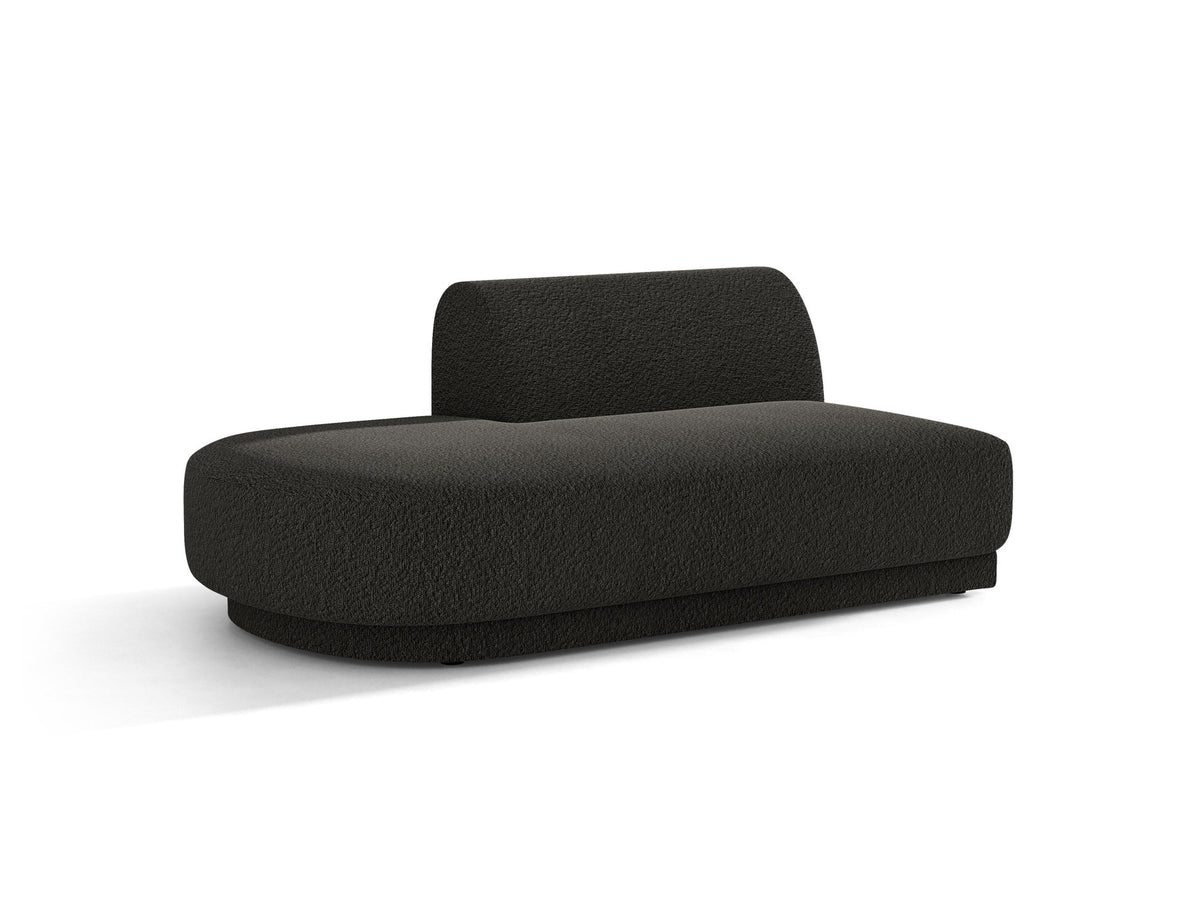 Modulares Sofa Miley von Micadoni, offener Zweisitzer links in Dunkelbeige mit Bluvel-Stoffbezug und schwarzen Kunststoffbeinen.