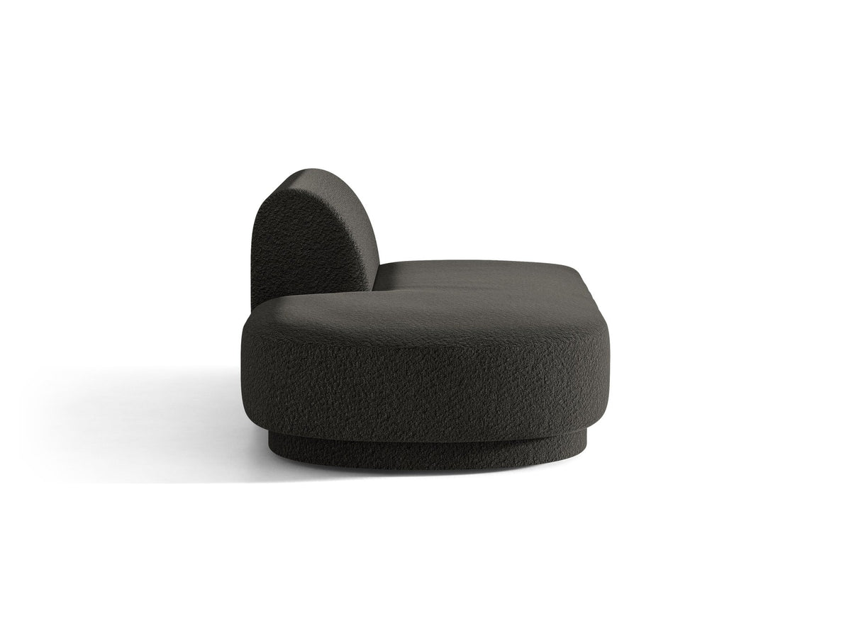 Modulares Sofa Miley von Micadoni, offener Zweisitzer links in Dunkelbeige mit Bluvel-Stoffbezug und schwarzen Kunststoffbeinen.