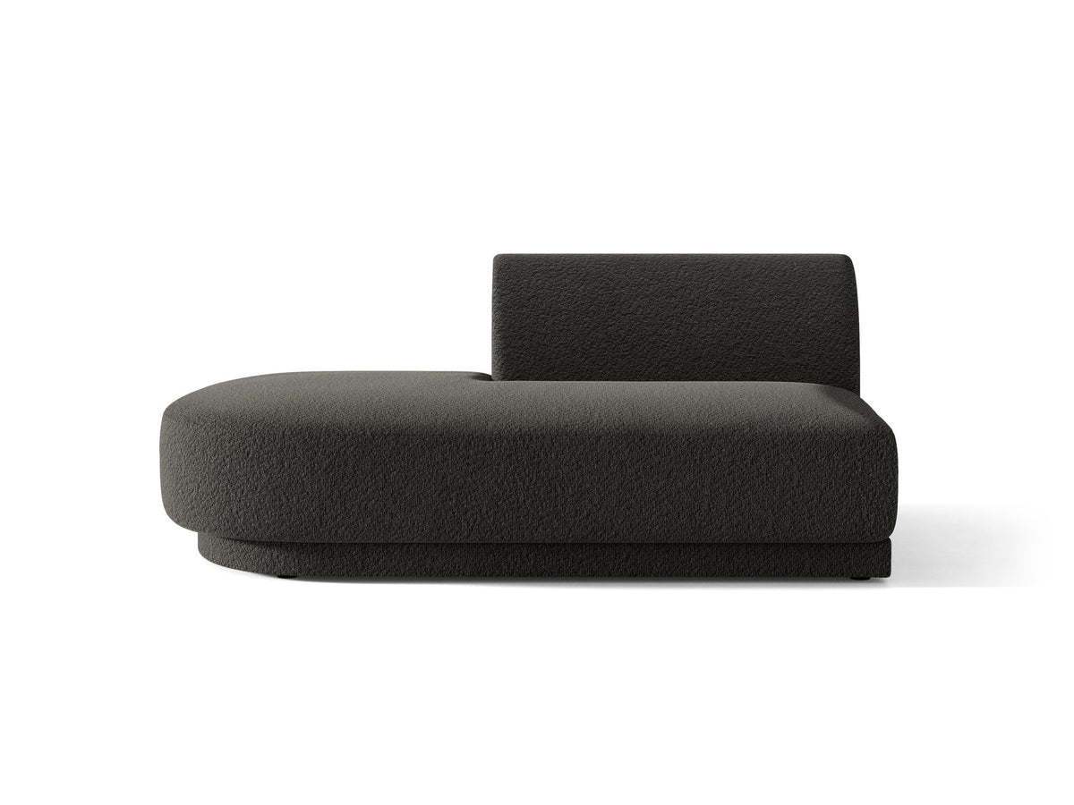Modulares Sofa Miley von Micadoni, offener Zweisitzer links in Dunkelbeige mit Bluvel-Stoffbezug und schwarzen Kunststoffbeinen.