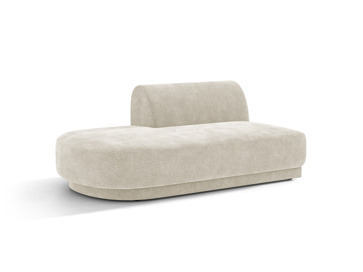Modulares Sofa Miley von Micadoni, offener Zweisitzer links in Dunkelbeige mit Bluvel-Stoffbezug und schwarzen Kunststoffbeinen.