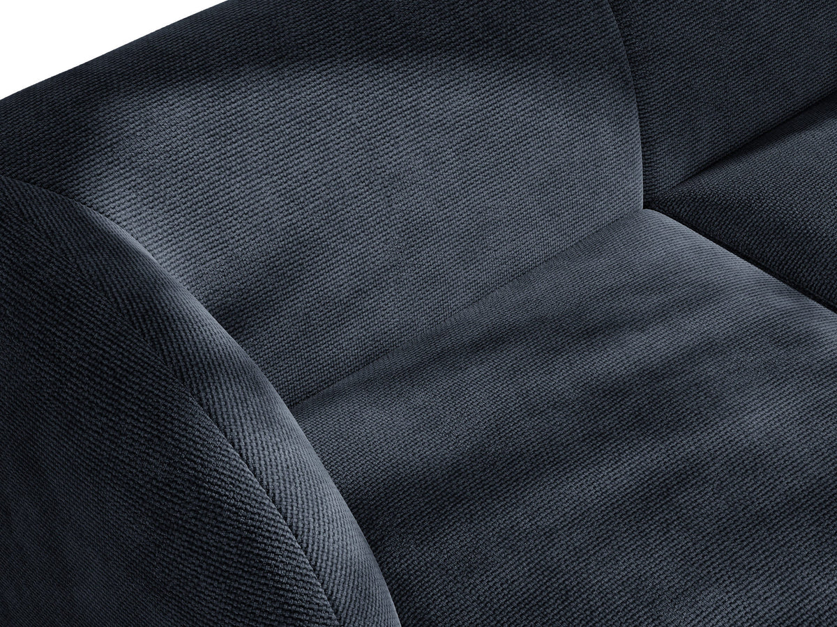Modulares Sofa Miley von Micadoni, offener Zweisitzer links in Dunkelbeige mit Bluvel-Stoffbezug und schwarzen Kunststoffbeinen.