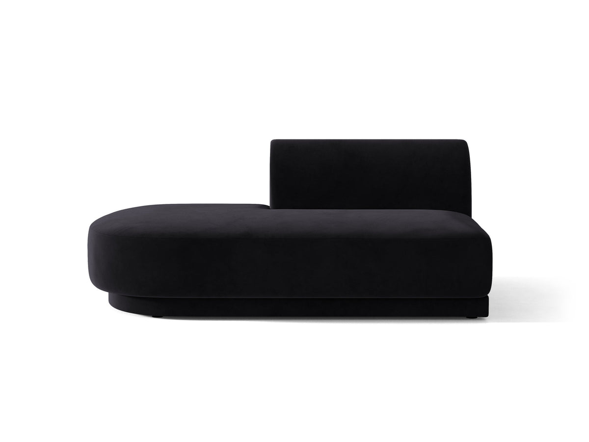 Modulares Sofa Miley von Micadoni, offener Zweisitzer links in Dunkelbeige mit Bluvel-Stoffbezug und schwarzen Kunststoffbeinen.