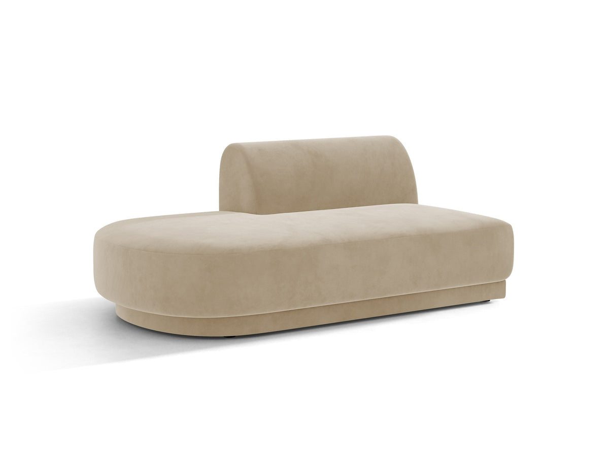 Modulares Sofa Miley von Micadoni, offener Zweisitzer links in Dunkelbeige mit Bluvel-Stoffbezug und schwarzen Kunststoffbeinen.
