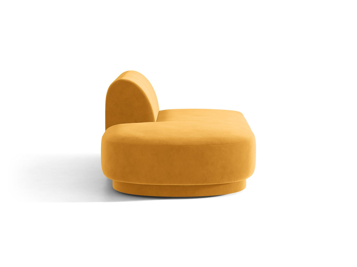 Modulares Sofa Miley von Micadoni, offener Zweisitzer links in Dunkelbeige mit Bluvel-Stoffbezug und schwarzen Kunststoffbeinen.