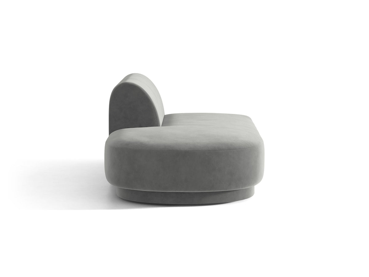 Modulares Sofa Miley von Micadoni, offener Zweisitzer links in Dunkelbeige mit Bluvel-Stoffbezug und schwarzen Kunststoffbeinen.