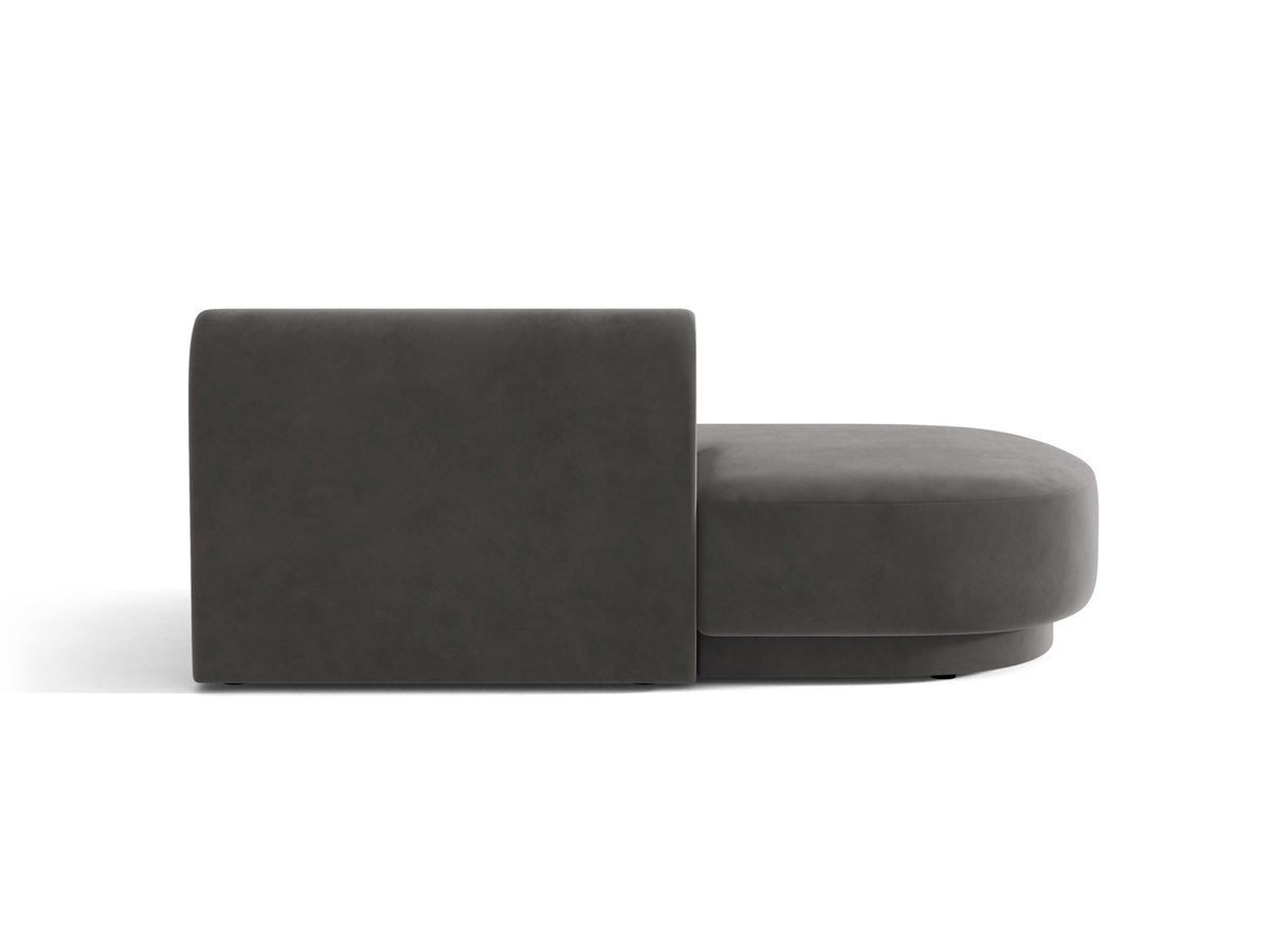 Modulares Sofa Miley von Micadoni, offener Zweisitzer links in Dunkelbeige mit Bluvel-Stoffbezug und schwarzen Kunststoffbeinen.