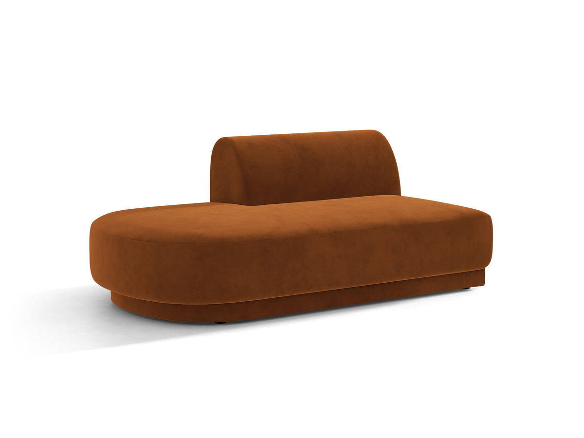 Modulares Sofa Miley von Micadoni, offener Zweisitzer links in Dunkelbeige mit Bluvel-Stoffbezug und schwarzen Kunststoffbeinen.