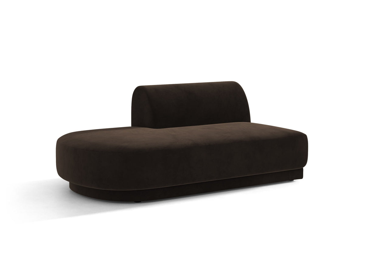 Modulares Sofa Miley von Micadoni, offener Zweisitzer links in Dunkelbeige mit Bluvel-Stoffbezug und schwarzen Kunststoffbeinen.