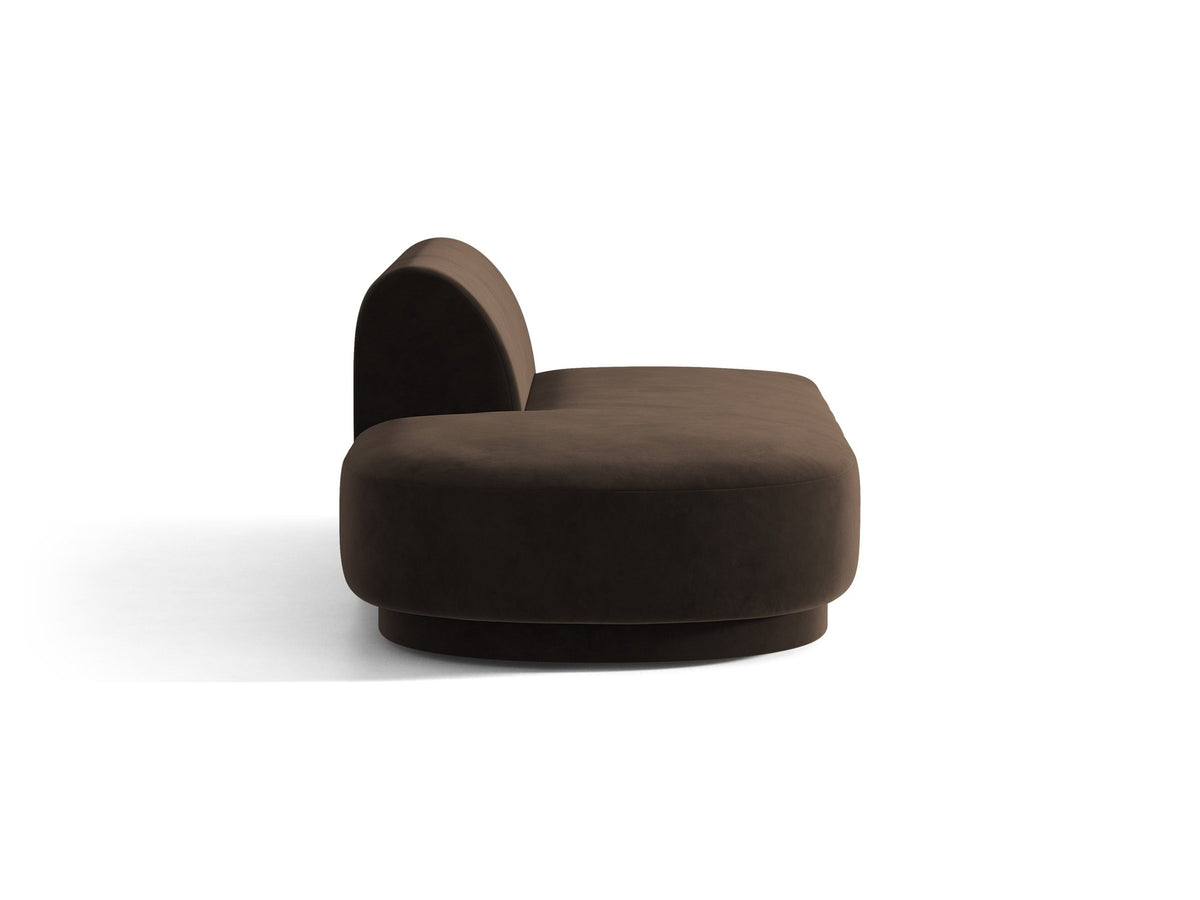 Modulares Sofa Miley von Micadoni, offener Zweisitzer links in Dunkelbeige mit Bluvel-Stoffbezug und schwarzen Kunststoffbeinen.