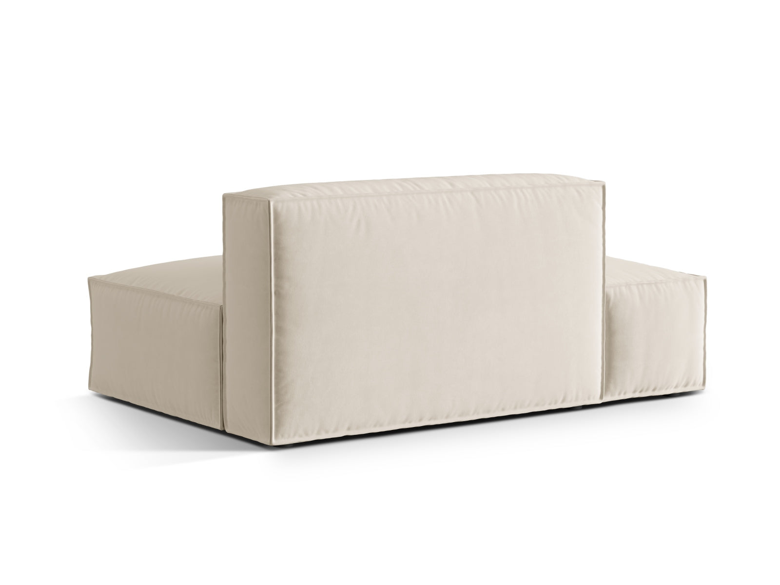 Stilvolles, linksseitiges 3-Sitzer Sofa aus luxuriösem Nuria Velour in sanftem Beige, perfekt für zeitgemäße Einrichtung und behagliches Ambiente.