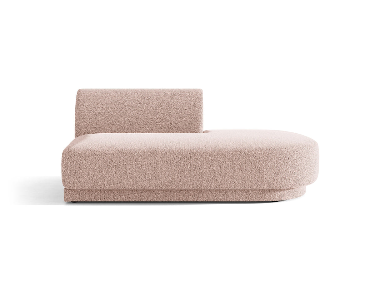 Modulares Sofaelement in Dunkelbeige mit Bluvel-Stoffbezug, schwarzen Kunststoffbeinen und niedriger Rückenlehne, rechts ausgerichtet.